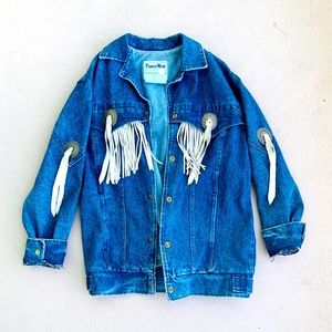 VINTAGE DENIM JACKET WITH FRINGE